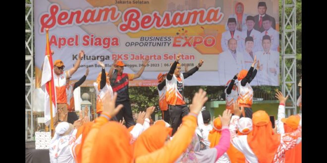 Ribuan Anggota PKS Jaksel Meriahkan Acara Senam Bersama, Apel Pemenangan, dan Bazar Expo UMKM